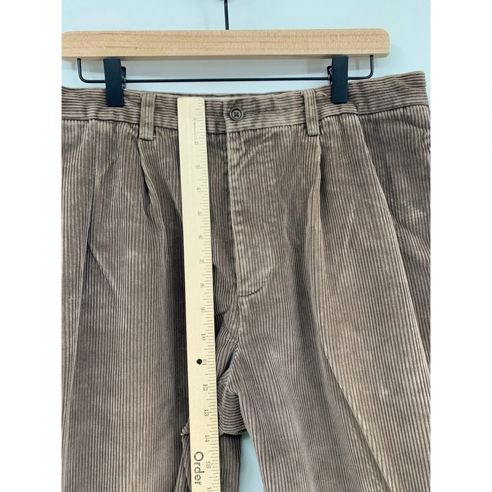 Brooks Brothers Corduroy Pants 36x30 Brown Pleated Cuffed Elliott Cotton Blend